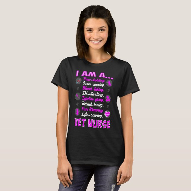 Paw Holding Owner Consoling Life Saving Vet Nurse T-Shirt (Front Full)