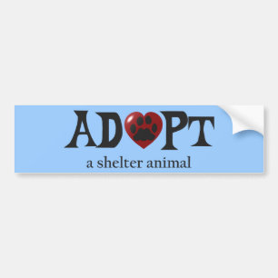Paw in Red Heart Shelter Animal Bumper Sticker