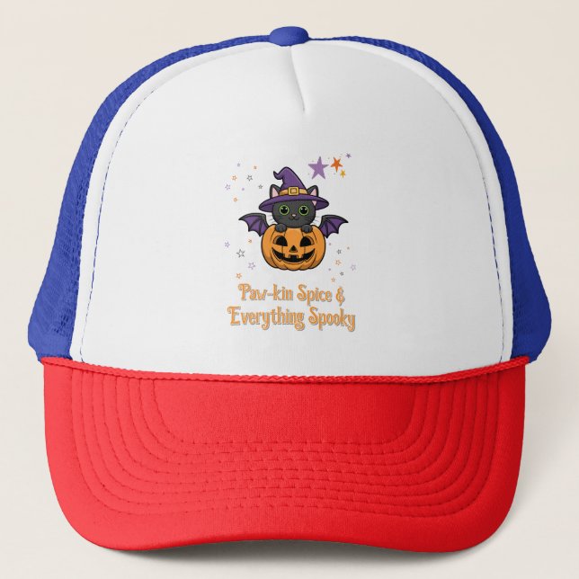 Paw-kin Spice & Everything Spooky | Halloween Trucker Hat (Front)