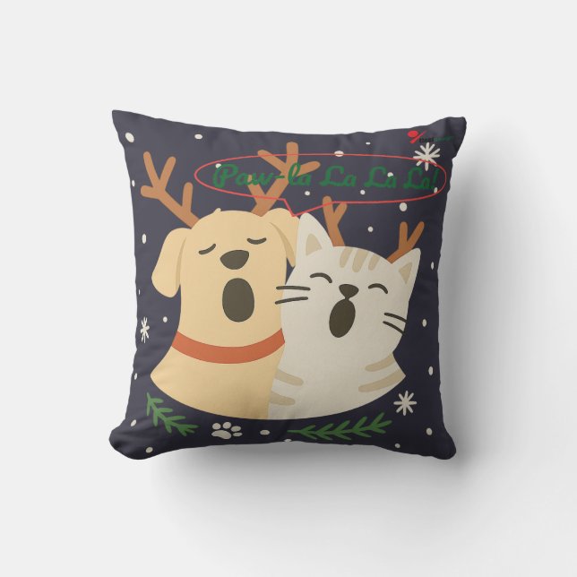 Paw-la La La La! Funny Christmas Pet Lovers Sweats Cushion (Front)