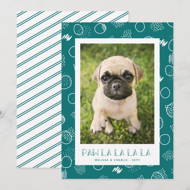 Paw La La | Pet Photo Holiday Card (Front/Back)