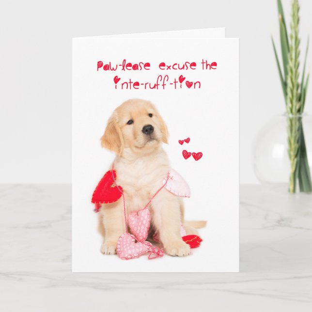 Paw-lease Excuse Puppy Valentine Holiday Card (Front)