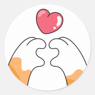 Paw Love: Cute Cat Paws Illustration Classic Round Sticker
