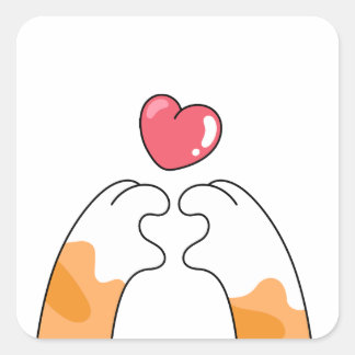 Paw Love: Cute Cat Paws Illustration Square Sticker