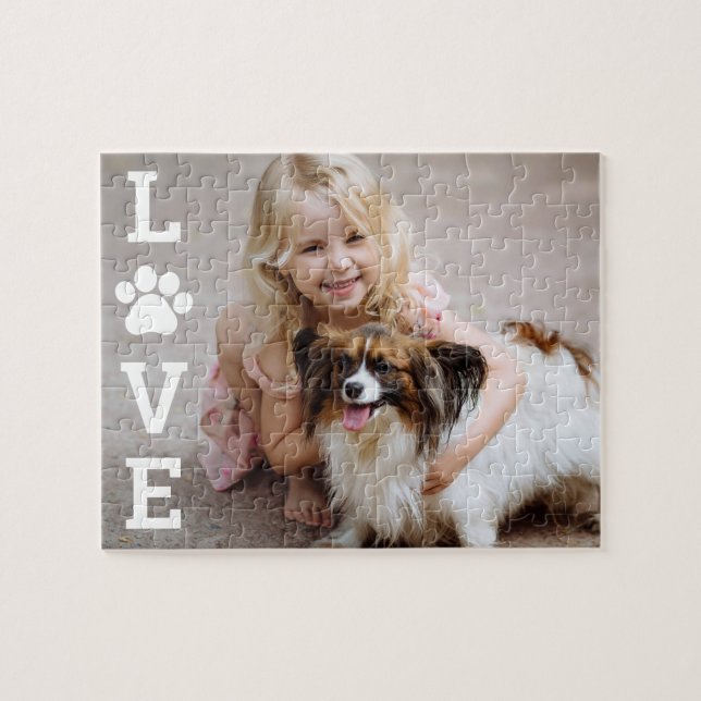 Paw Love Editable Colour Pet Custom Photo Puzzle (Horizontal)