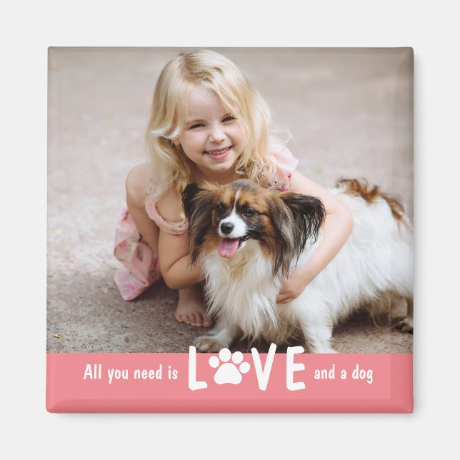 Paw Love Editable Colour Photo Magnet (Front)
