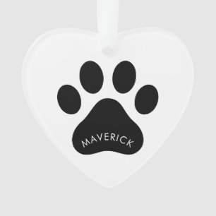 Paw Mark With Name Heart Shape Ornament Gift