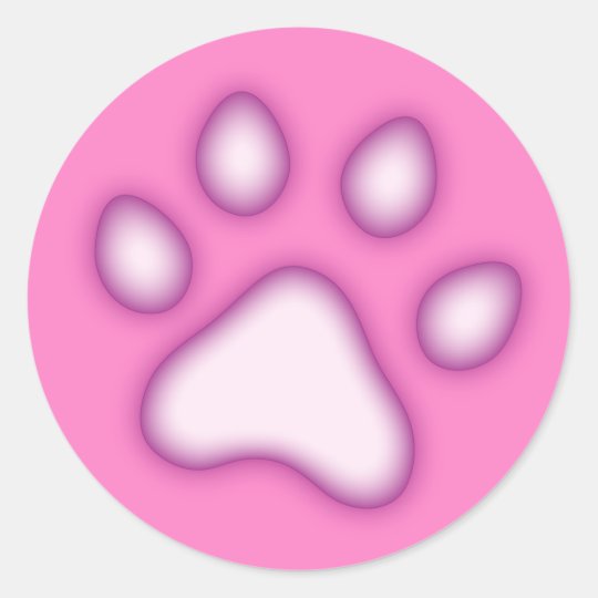 Paw or pawprint stickers, pink and purple classic round sticker