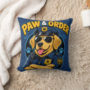 Paw & Order Dog Police PNG, Funny K9 Dog Sublimati Cushion