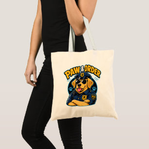 Paw & Order Dog Police PNG, Funny K9 Dog Sublimati Tote Bag