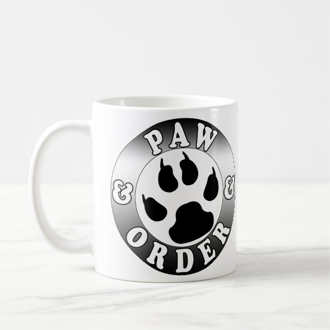 Paw & Order Funny Dog Lover Coffee Mug (Left)