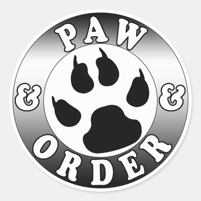 Paw & Order Funny Dog Paw Classic Round Sticker (Front)