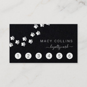 Paw path white on black dog groomer loyalty card