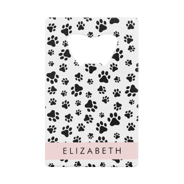 Paw Pattern, Dog Paws, Black and White, Your Name (Front)
