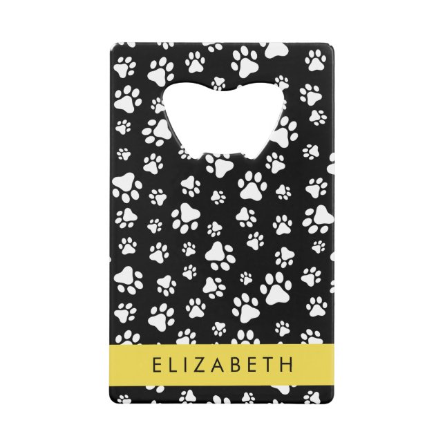 Paw Pattern, Dog Paws, Black and White, Your Name (Front)