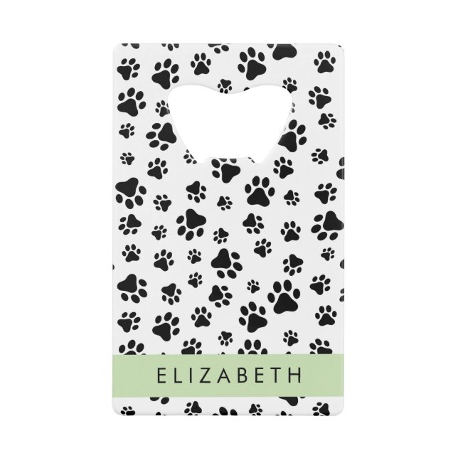 Paw Pattern, Dog Paws, Black and White, Your Name (Front)