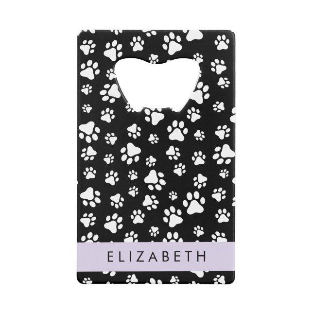 Paw Pattern, Dog Paws, Black and White, Your Name (Front)