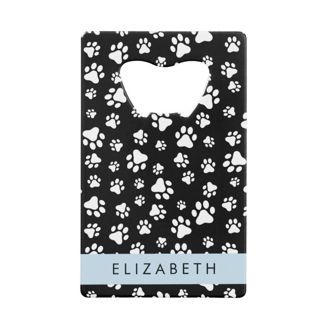 Paw Pattern, Dog Paws, Black and White, Your Name (Front)