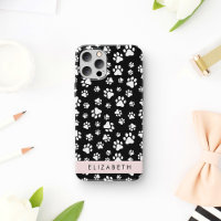 Paw Pattern, Dog Paws, Black and White, Your Name