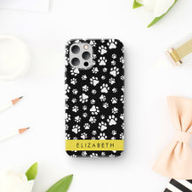 Paw Pattern, Dog Paws, Black and White, Your Name
