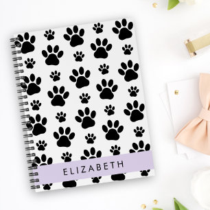 Paw Pattern, Dog Paws, Black and White, Your Name Planner