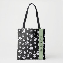 Paw Pattern, Dog Paws, Black and White, Your Name