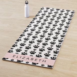 Paw Pattern, Dog Paws, Black and White, Your Name Yoga Mat