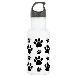Paw Pattern, Dog Paws, Paw Prints, Black and White 532 Ml Water Bottle