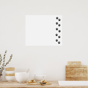 Paw Pattern, Dog Paws, Paw Prints, Black and White Poster