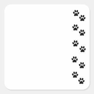 Paw Pattern, Dog Paws, Paw Prints, Black and White Square Sticker