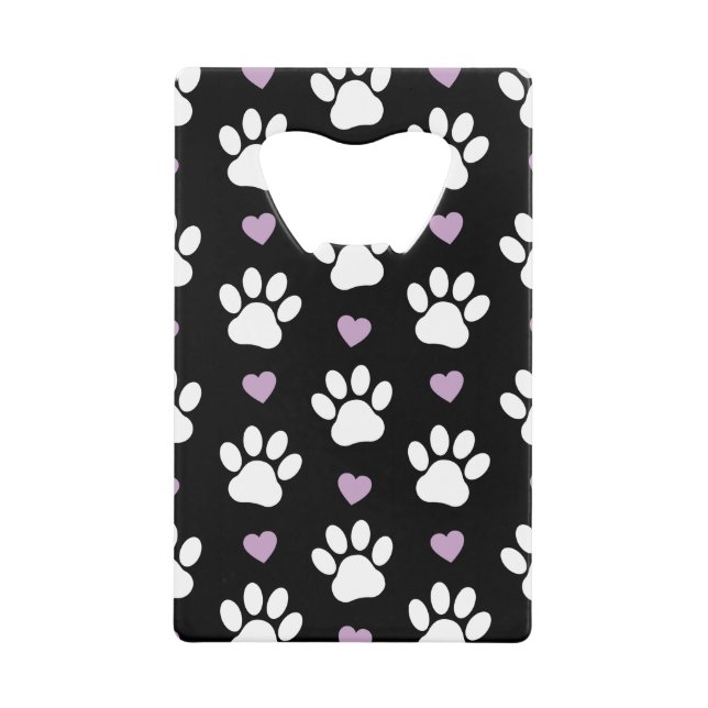 Paw Pattern, Dog Paws, White Paws, Lilac Hearts (Front)