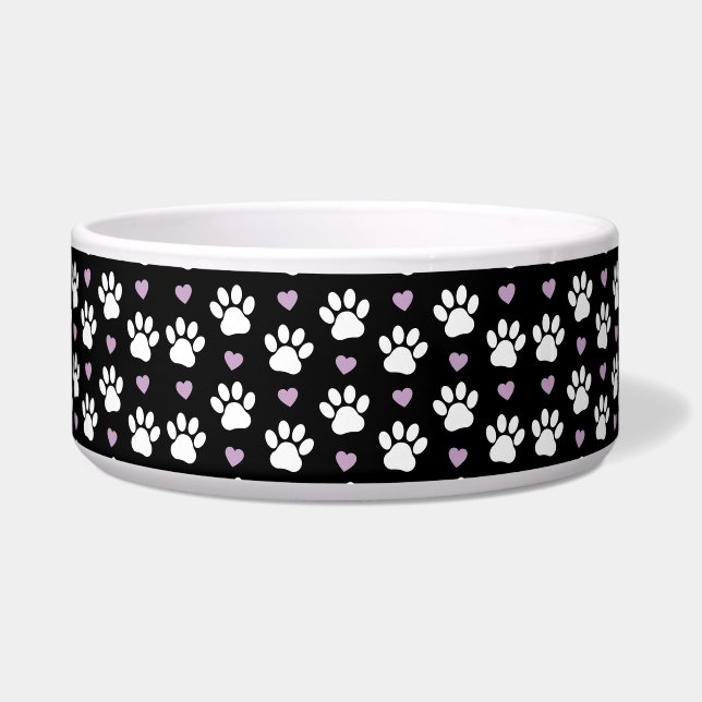 Paw Pattern, Dog Paws, White Paws, Lilac Hearts (Front)