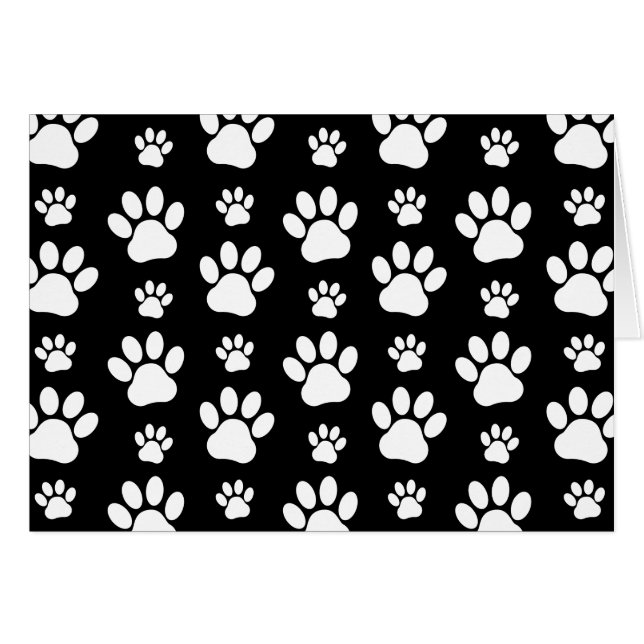 Paw Pattern, Paw Prints, Dog Paws, Black and White (Front Horizontal)