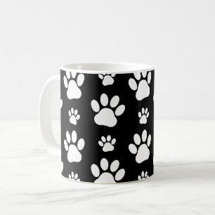 Paw Pattern, Paw Prints, Dog Paws, Black and White Coffee Mug