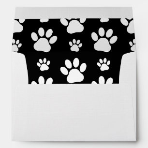 Paw Pattern, Paw Prints, Dog Paws, Black and White Envelope