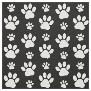Paw Pattern, Paw Prints, Dog Paws, Black and White Fabric