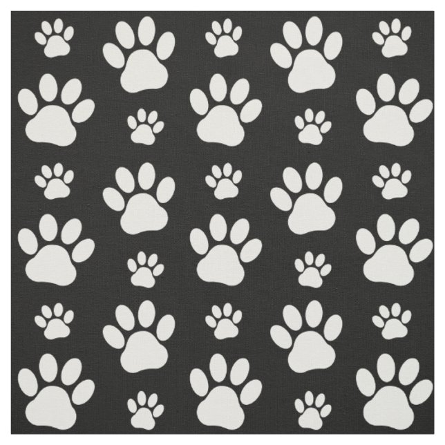 Paw Pattern, Paw Prints, Dog Paws, Black and White Fabric (Swatch)