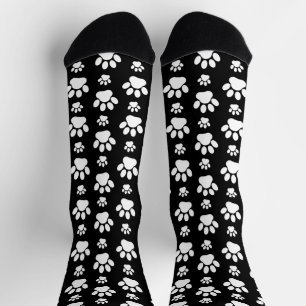 Paw Pattern, Paw Prints, Dog Paws, Black and White Socks