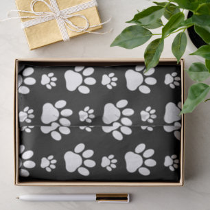 Paw Pattern, Paw Prints, Dog Paws, Black and White Tissue Paper