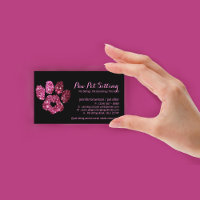 Paw Pet Sitter Grooming Glitter Pink Black Dog Cat