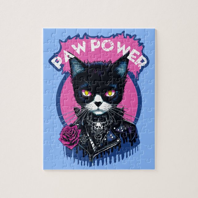 Paw Power Punk Cat Jigsaw Puzzle (Vertical)