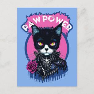 Paw Power Punk Cat Postcard