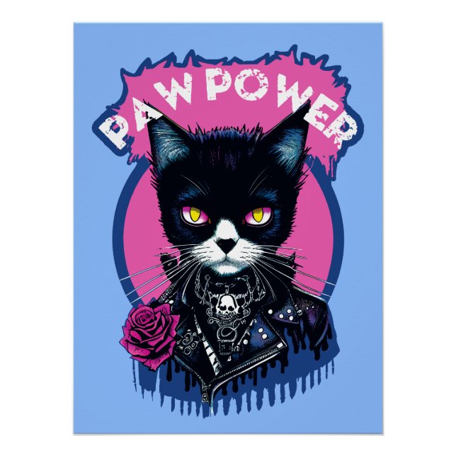 Paw Power Punk Cat Poster (Front)