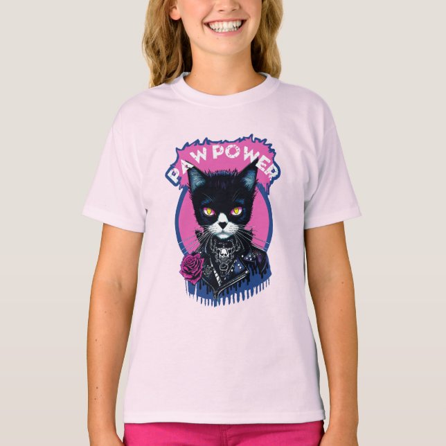 Paw Power Punk Cat T-Shirt (Front)