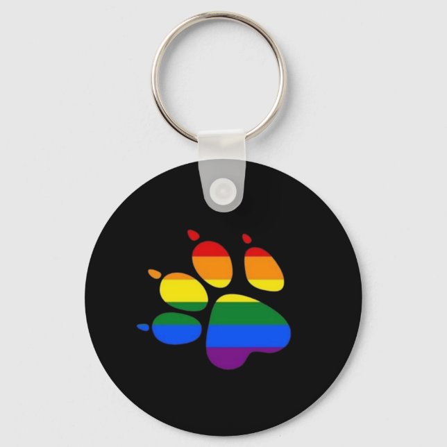 Paw Pride Flag LGBT Key Ring (Front)
