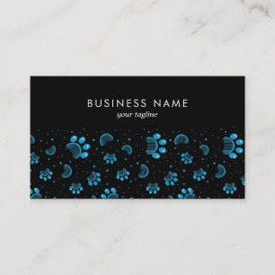 Paw Print and Grooming Comb in Blue Colour Business Card