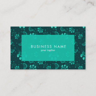 Paw Print and Grooming Comb in Green Colour Business Card