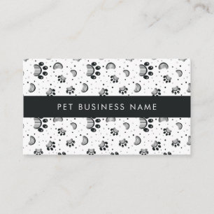 Paw Print and Grooming Comb Pattern in Grey Colour Business Card
