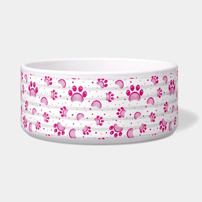 Paw Print and Grooming Comb Pattern in Pink Colour (Left)