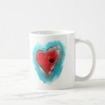 Paw Print and Heart Mug by Andy Mathis